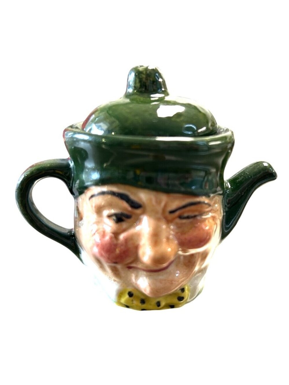 Vintage Artone Miniature Mini Toby Jug Teapot Winking Face England 2.5" Ceramic